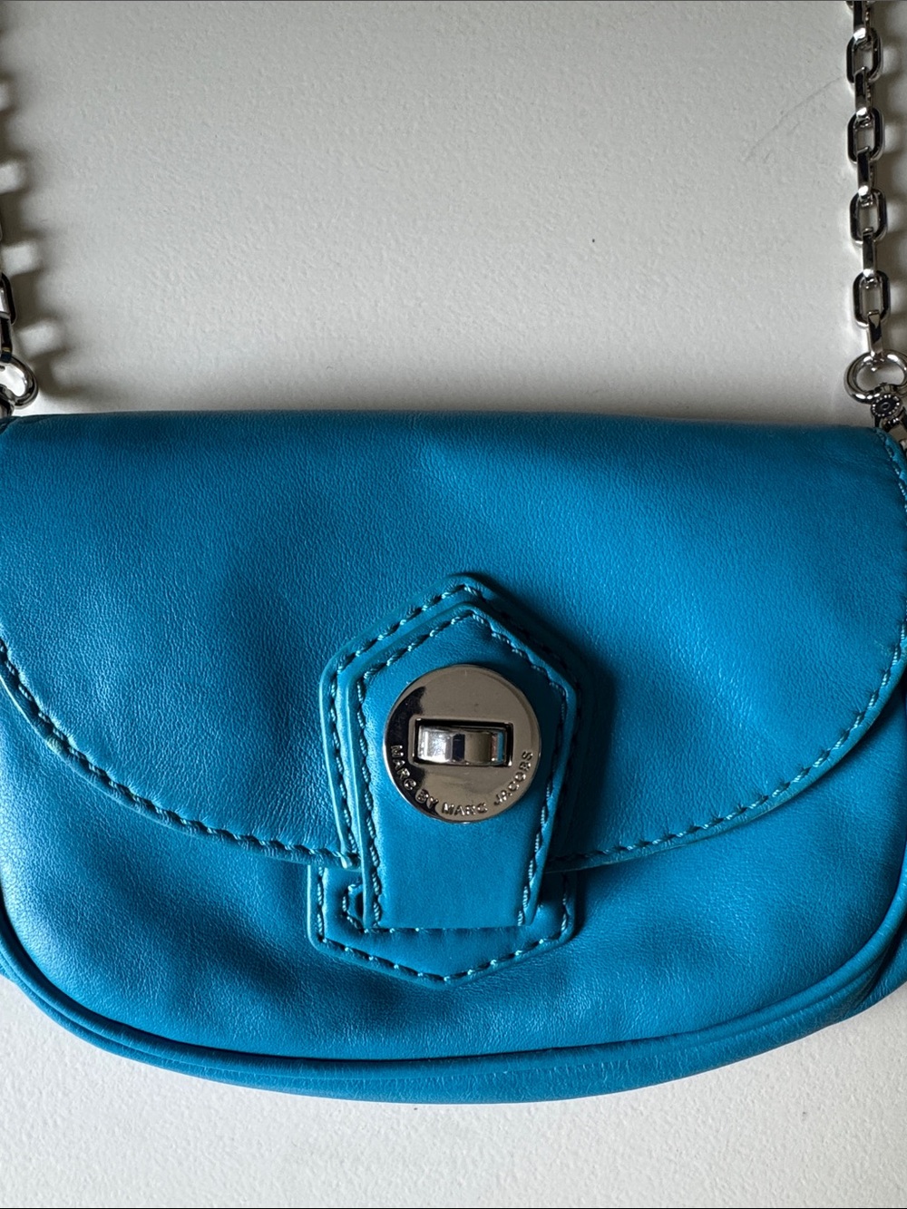 Marc by Marc Jacobs Bright Blue Leather Mini Crossbody with Turn-Lock